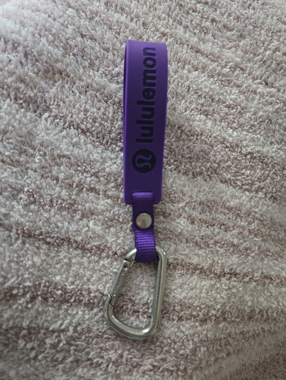 Lululemon Athletica Purple Silicone Keychain with Metal Carabiner